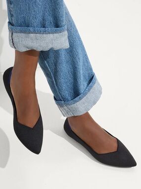 Rothy’s The Point Flat | Black Knit | Pointed Toe | Size 7.5 Sustainable Fashion
